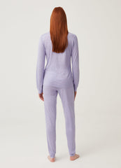 Full-length viscose pyjamas with heart pattern