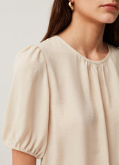 Crêpe blouse with puff sleeves