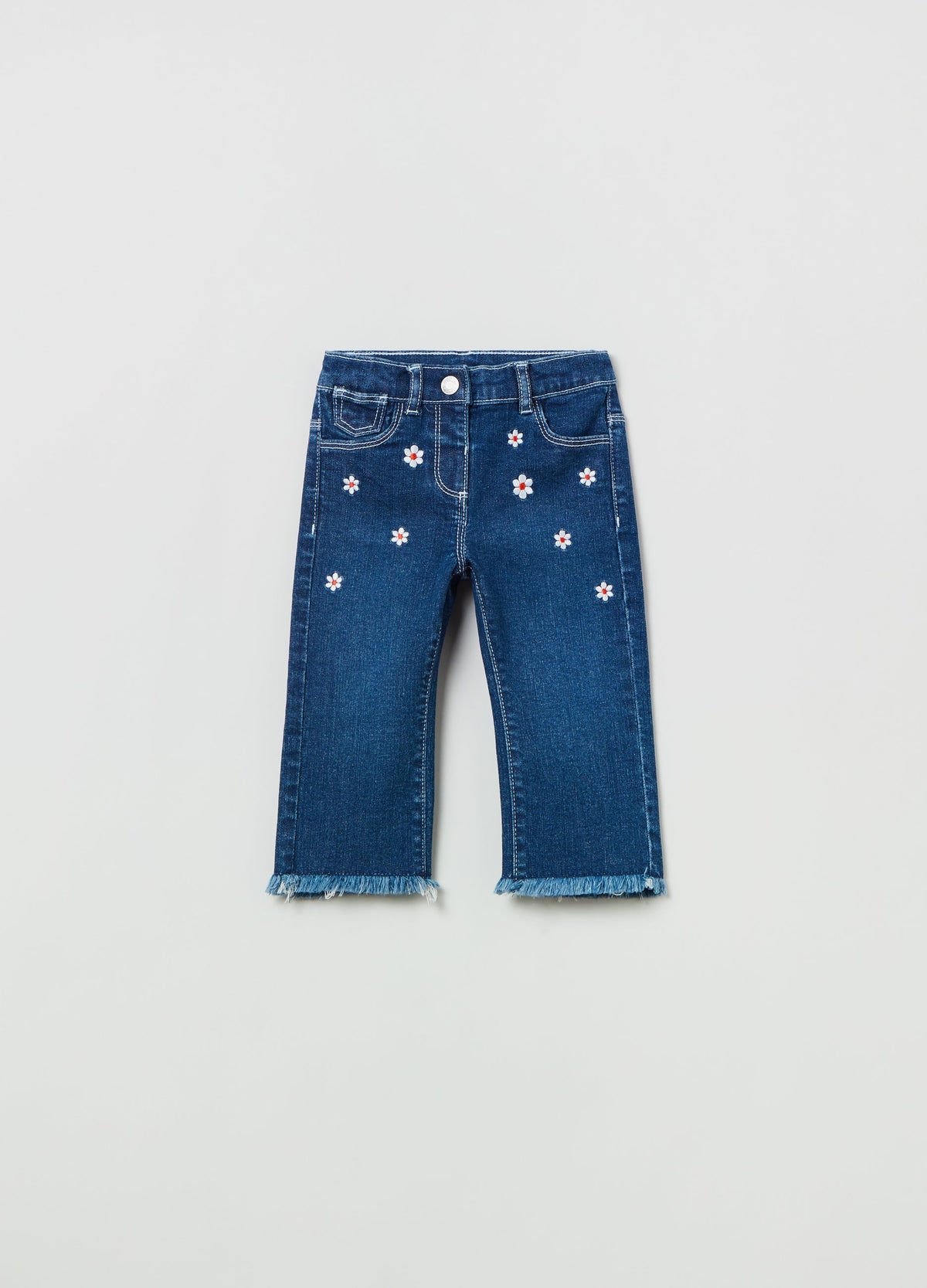 OVS Kids Girl Flare-Fit Jeans With Embroidered Daisies