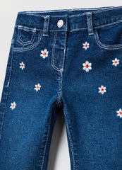 OVS Kids Girl Flare-Fit Jeans With Embroidered Daisies