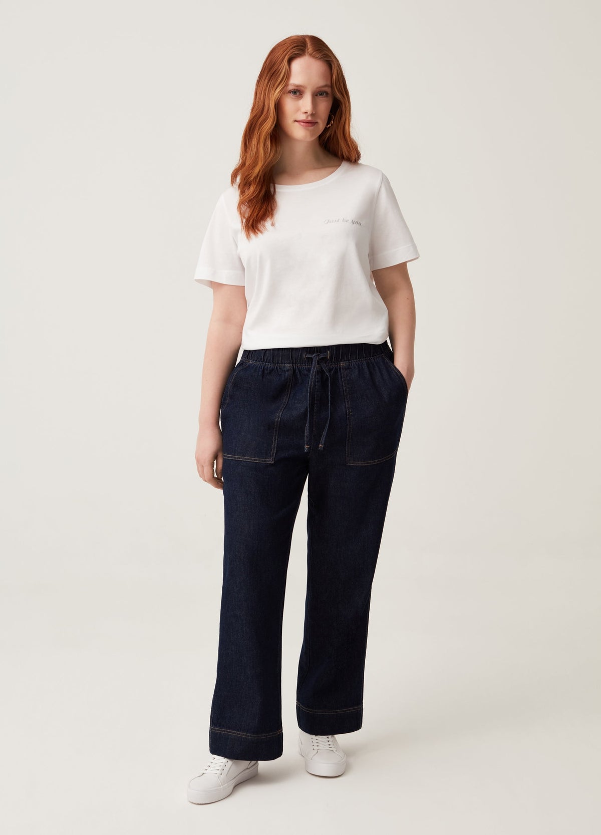 Curvy MYA straight-fit denim joggers