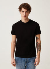 Round-neck T-shirt in jersey slub