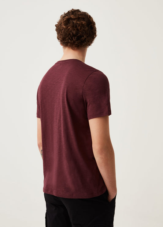 Round-neck T-shirt in jersey slub