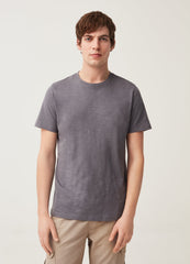 Round-neck T-shirt in jersey slub