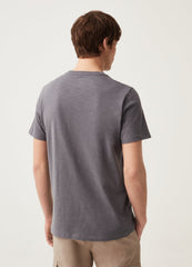 Round-neck T-shirt in jersey slub