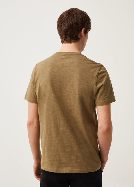 Round-neck T-shirt in jersey slub