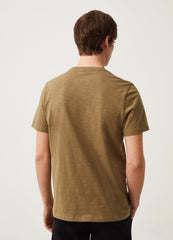 Round-neck T-shirt in jersey slub