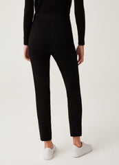 Stretch viscose leggings with button