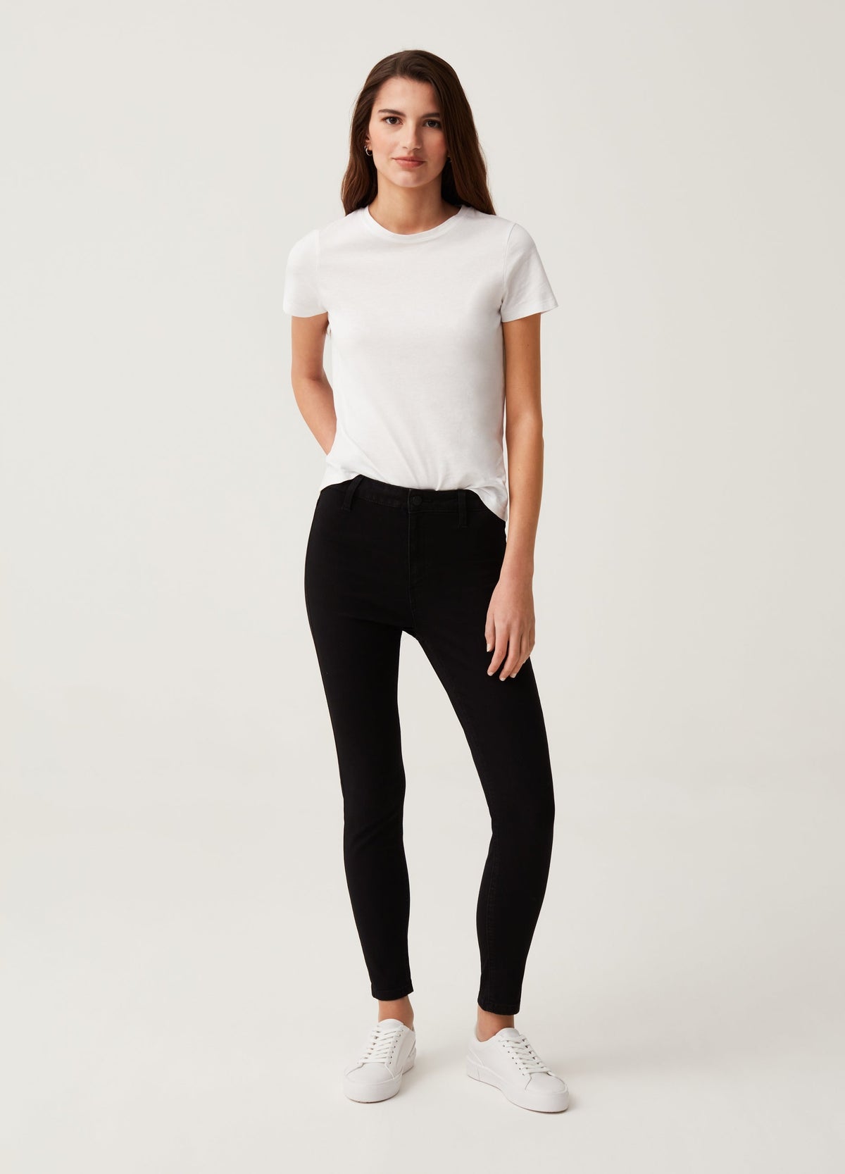 Stretch jeggings with button