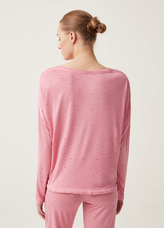 Oversize pyjama top with heart print