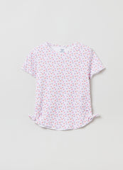 Ribbed T-shirt with ditsy floral print