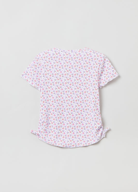 Ribbed T-shirt with ditsy floral print