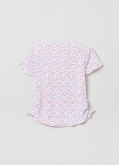 Ribbed T-shirt with ditsy floral print