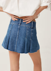 Baby Angel pleated denim miniskirt