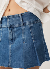 Baby Angel pleated denim miniskirt