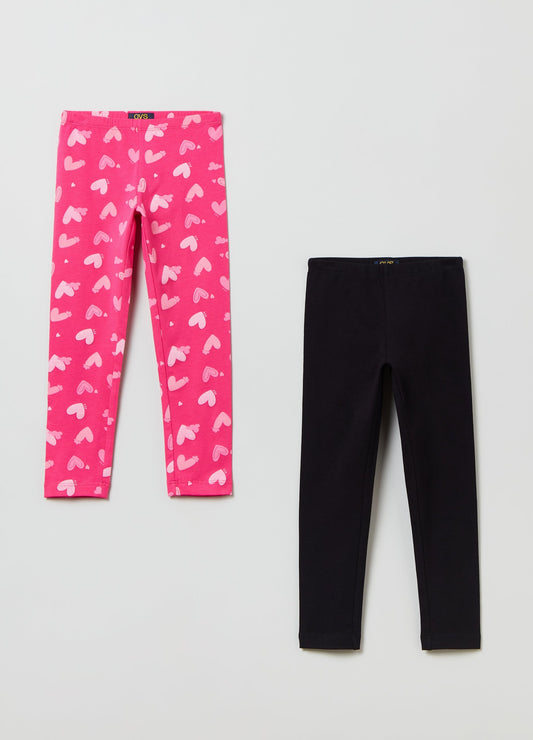 Two-pack leggings with heart print