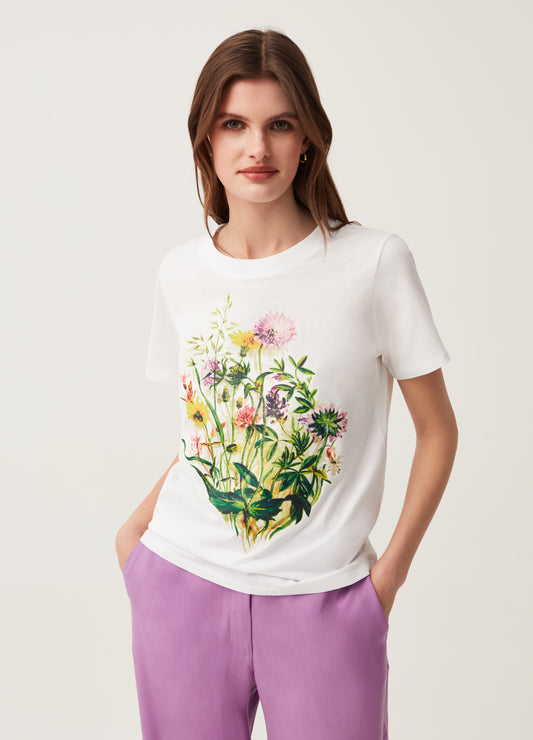 Cotton T-shirt with flower print