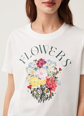 Round-neck T-shirt with flower print