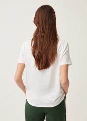 Round-neck T-shirt with flower print