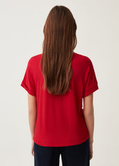 Stretch viscose  T-shirt with round neck