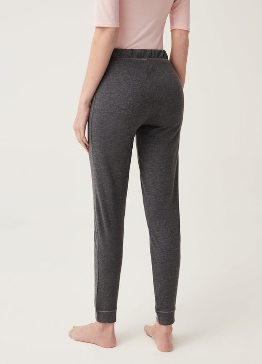 Full-length pyjama bottoms in cotton mélange.