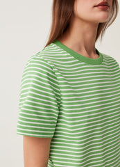 Striped cotton T-shirt with round neck