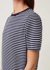 Striped cotton T-shirt with round neck