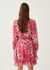 Short tiered dress with floral print