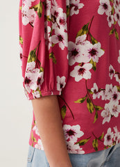 Floral T-shirt with puff sleeves