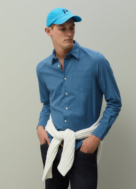 PIOMBO regular-fit seersucker shirt