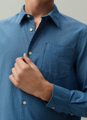 PIOMBO regular-fit seersucker shirt