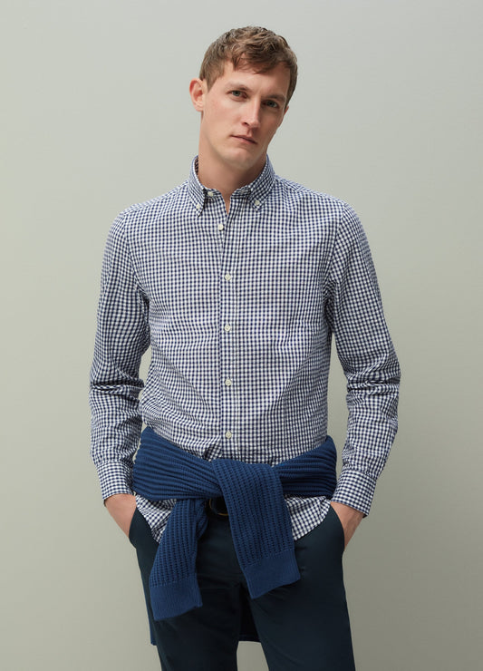 PIOMBO regular-fit seersucker shirt