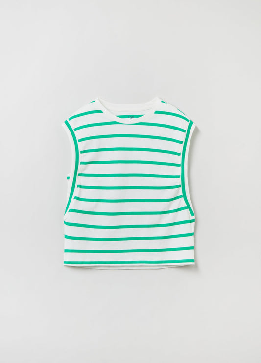 Sleeveless striped T-shirt