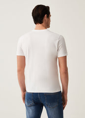 Stretch jersey T-shirt with round neck