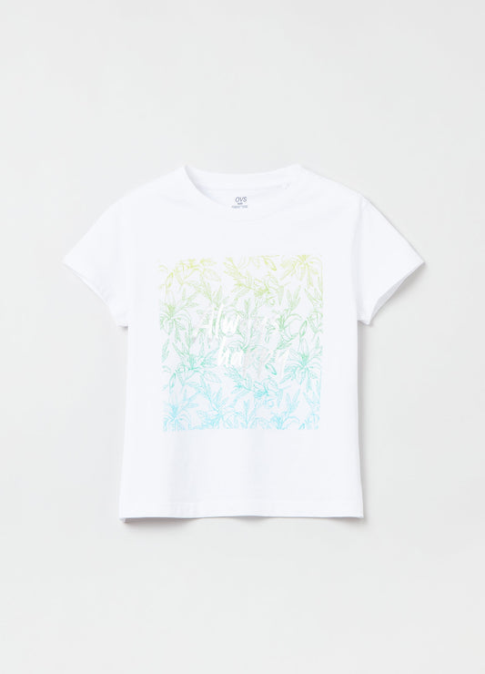 Cotton T-shirt with foil print