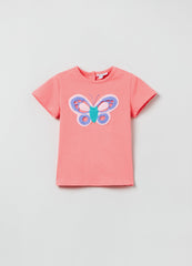 T-shirt with crochet butterfly