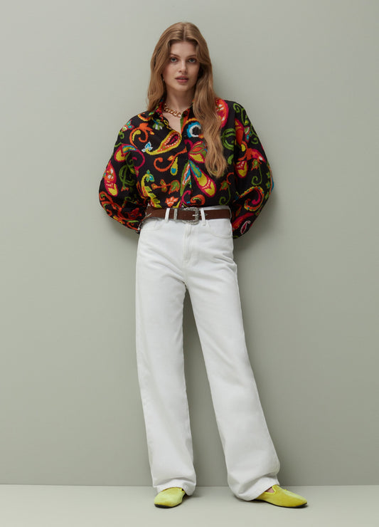 PIOMBO cotton shirt with paisley print