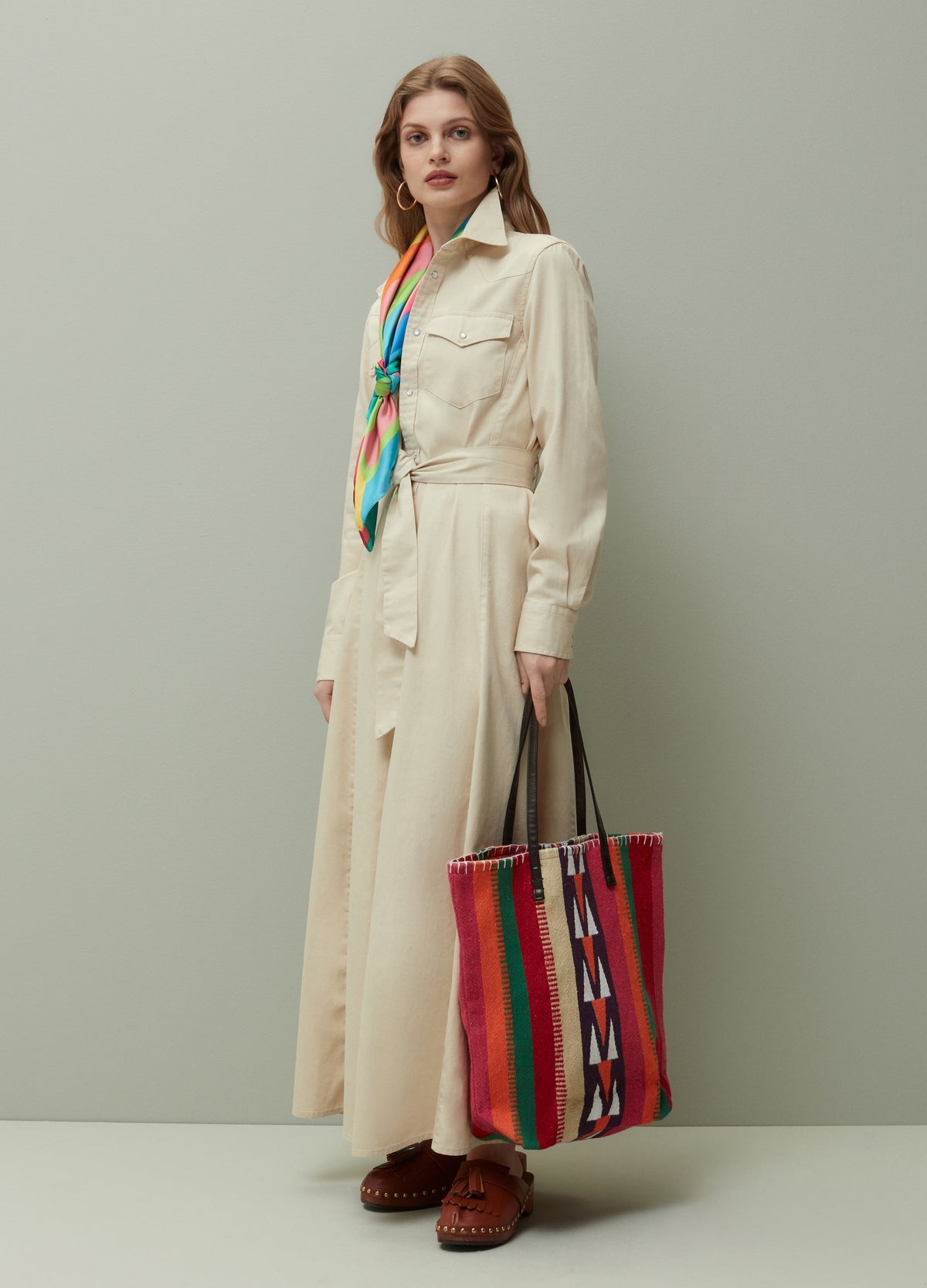 PIOMBO long shirt dress with belt