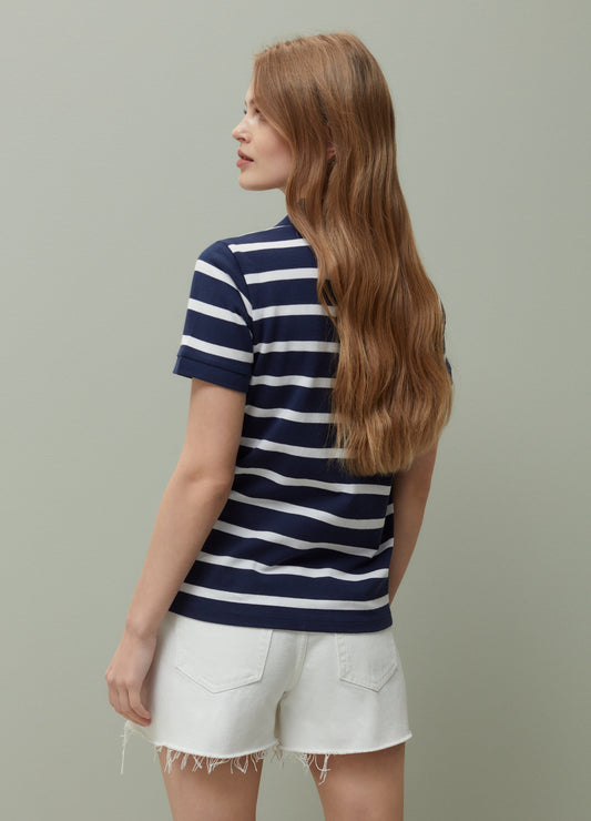 PIOMBO striped pique polo shirt