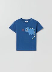 Cotton T-shirt with embroidered chameleon