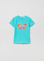 T-shirt with crochet butterfly