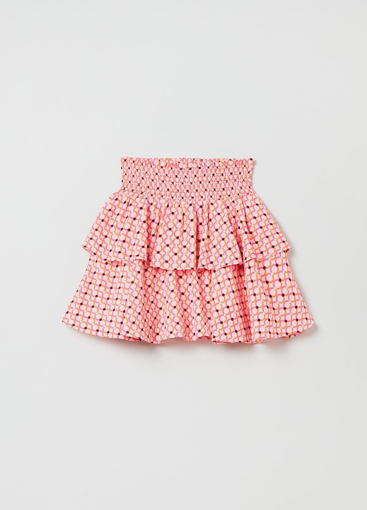 Tiered skirt with geometric print