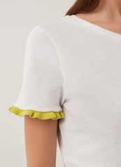 Cotton T-shirt with contrasting frill