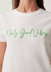 Cotton T-shirt with printed lettering