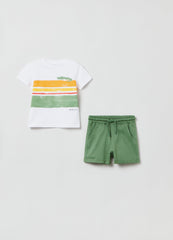 T-shirt and shorts jogging set with print