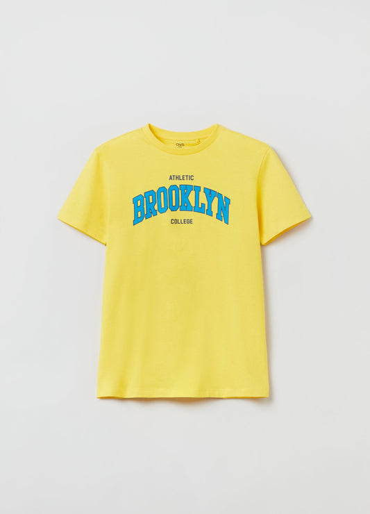 Cotton T-shirt with printed lettering