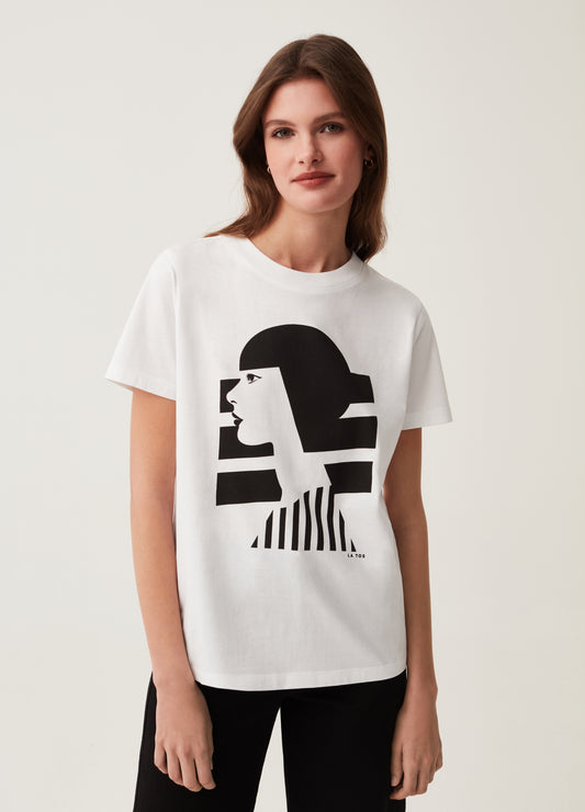 Geometric Girl LA TOS print T-shirt