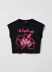 Cropped T-shirt with embroidery