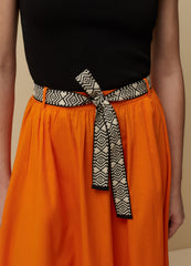 Midi skirt with jacquard belt