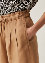 High-rise shorts in linen and viscose